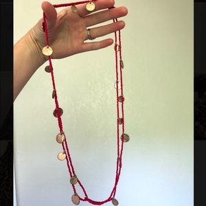 pink necklace with medium & small size medallions